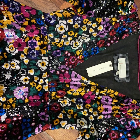 Anthropologie Velvet Floral Dress - Picture 5 of 6